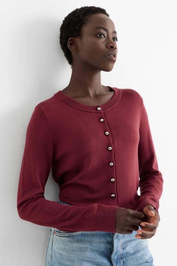Damen - Strickjacke - bordeaux