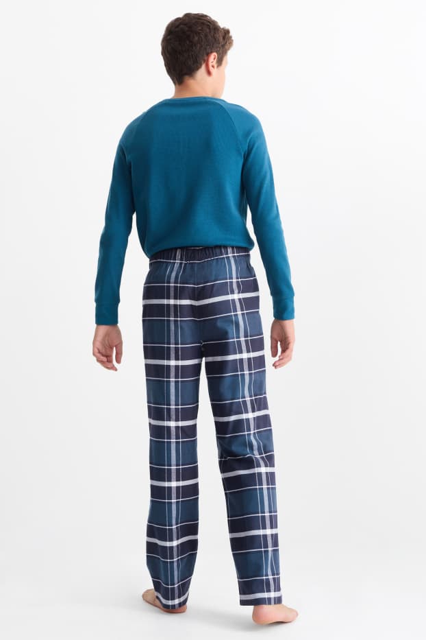 Enfants garçons - Lot de 2 - pantalons de pyjama - à carreaux - bleu foncé