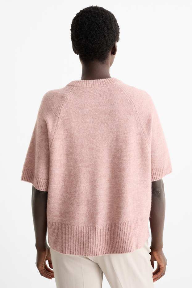 Damen - Strickpullover - kurzarm - pink
