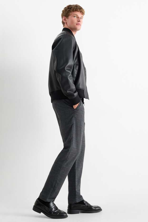Uomo - Pantaloni chino - tapered fit - a quadretti - grigio scuro