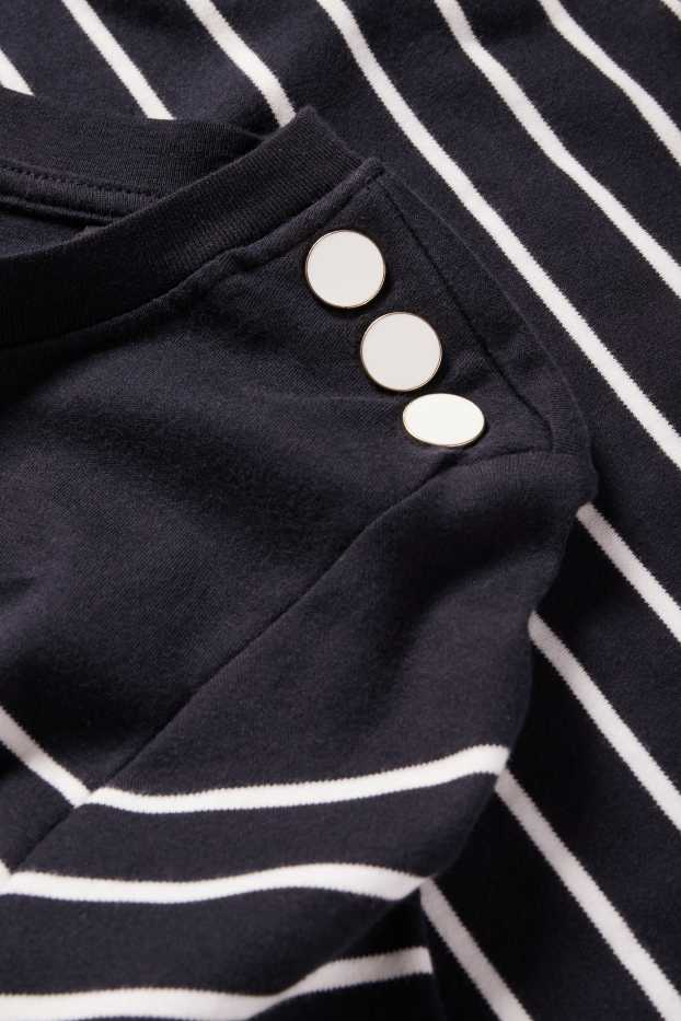 Damen - Langarmshirt - gestreift - dunkelblau