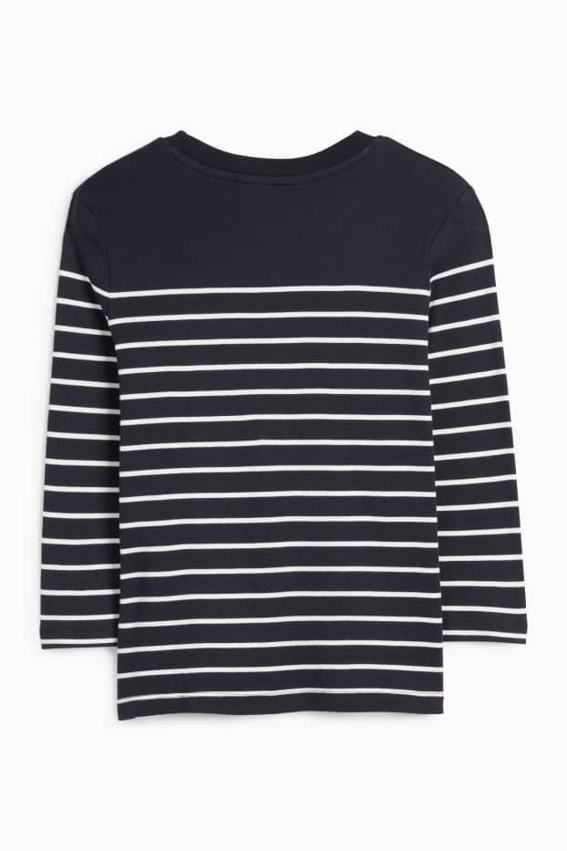 Damen - Langarmshirt - gestreift - dunkelblau