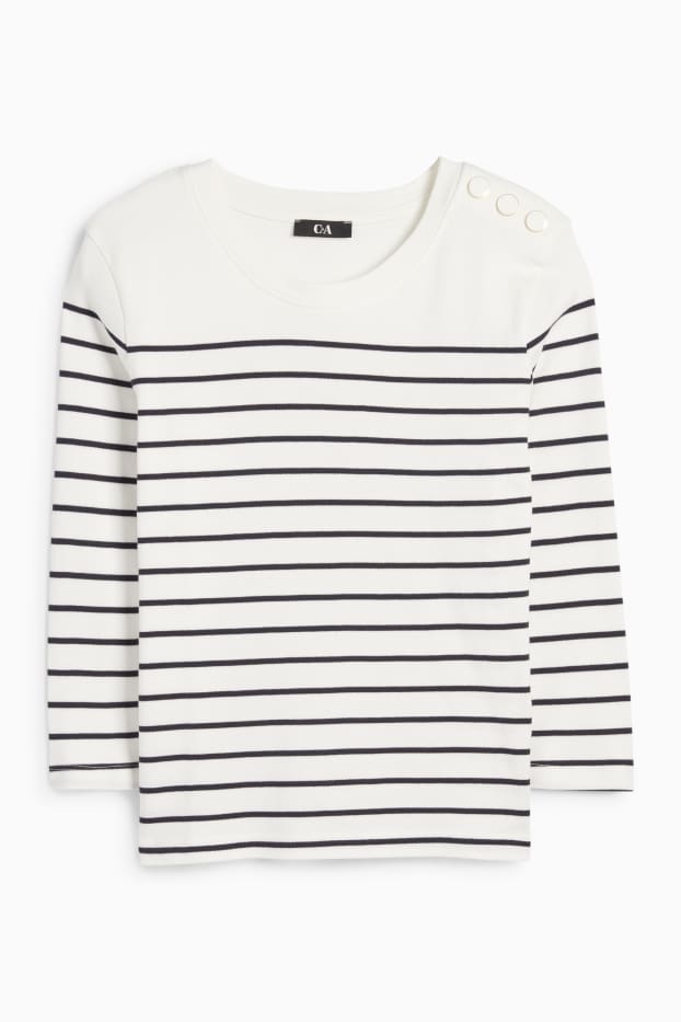 Damen - Langarmshirt - gestreift - cremeweiß