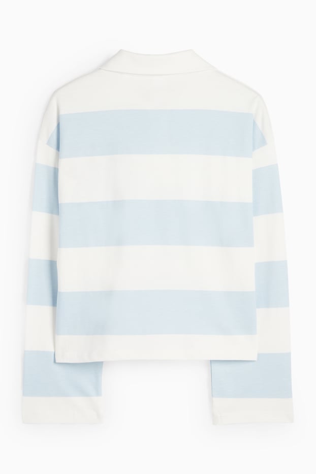 Kinder Mädchen - Lilo & Stitch - Poloshirt - gestreift - weiß / hellblau