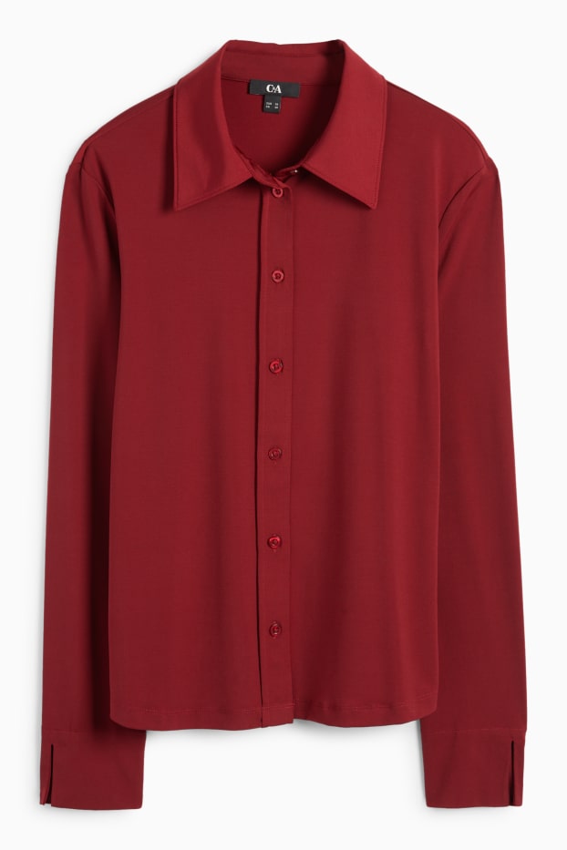 Women - Jersey blouse - dark red