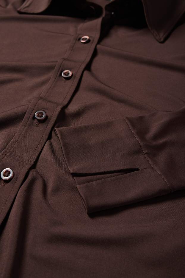 Dames - Jersey blouse - donkerbruin