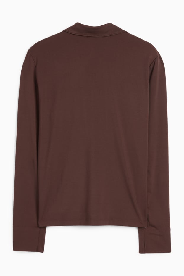 Dames - Jersey blouse - donkerbruin
