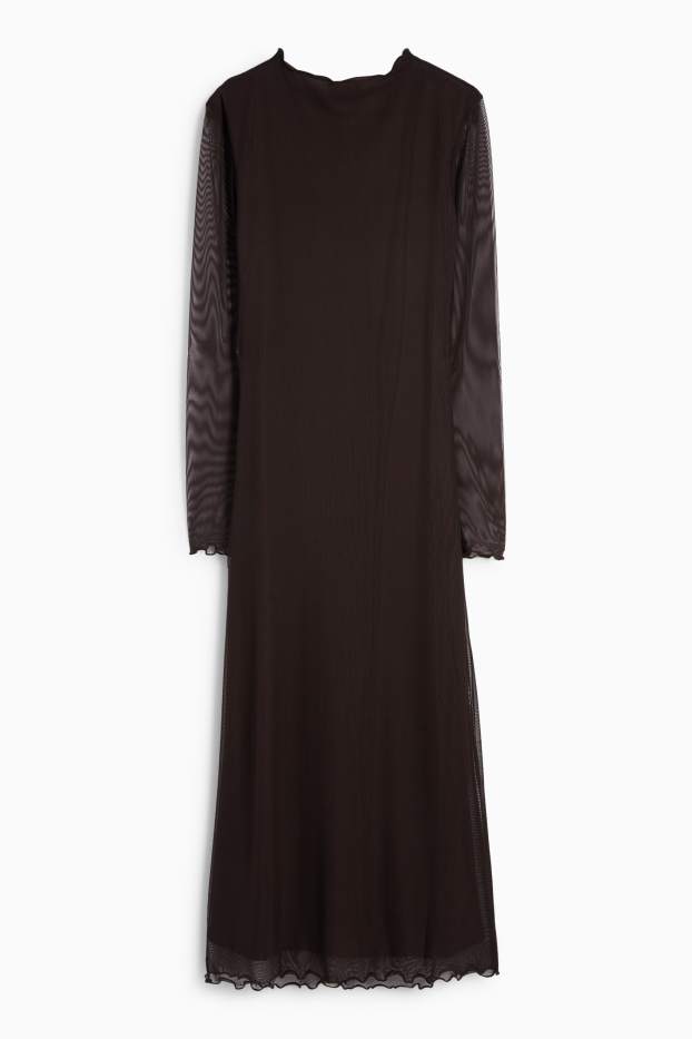 Damen - Mesh-Kleid - dunkelbraun