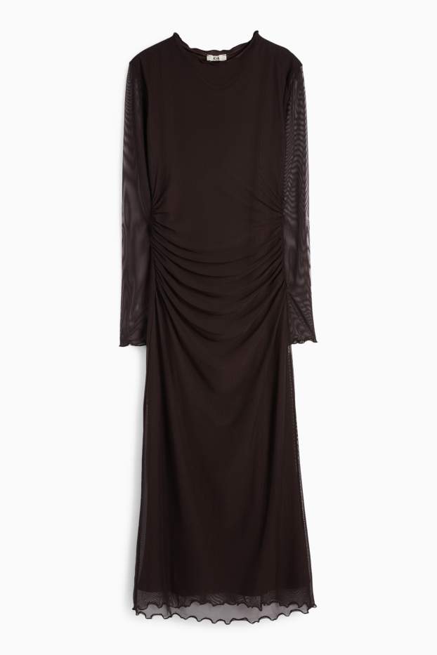 Damen - Mesh-Kleid - dunkelbraun