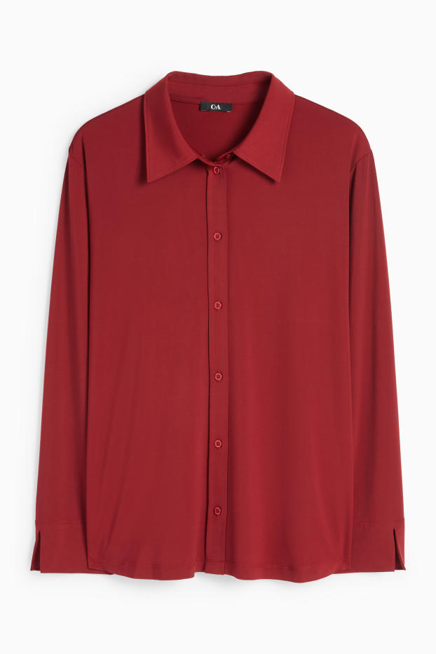 Women - Jersey blouse - dark red