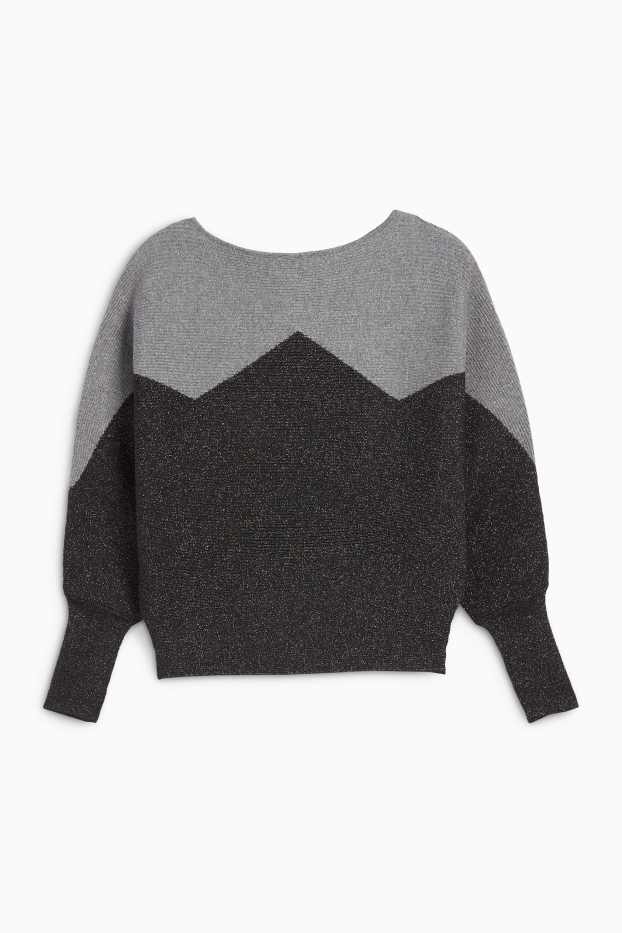 Donna - Maglione - a coste - grigio scuro
