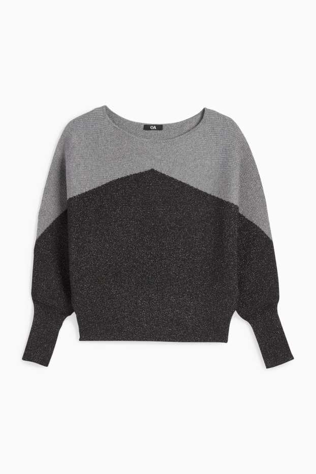 Donna - Maglione - a coste - grigio scuro