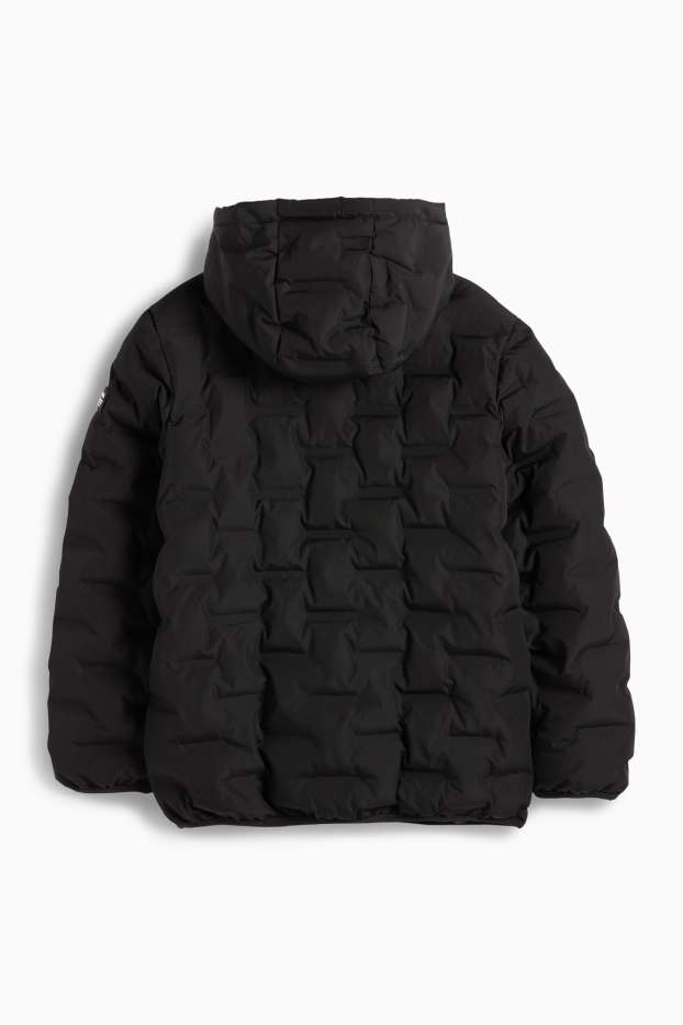 Children Boys - Quilted jacket with hood - water-repellent - black