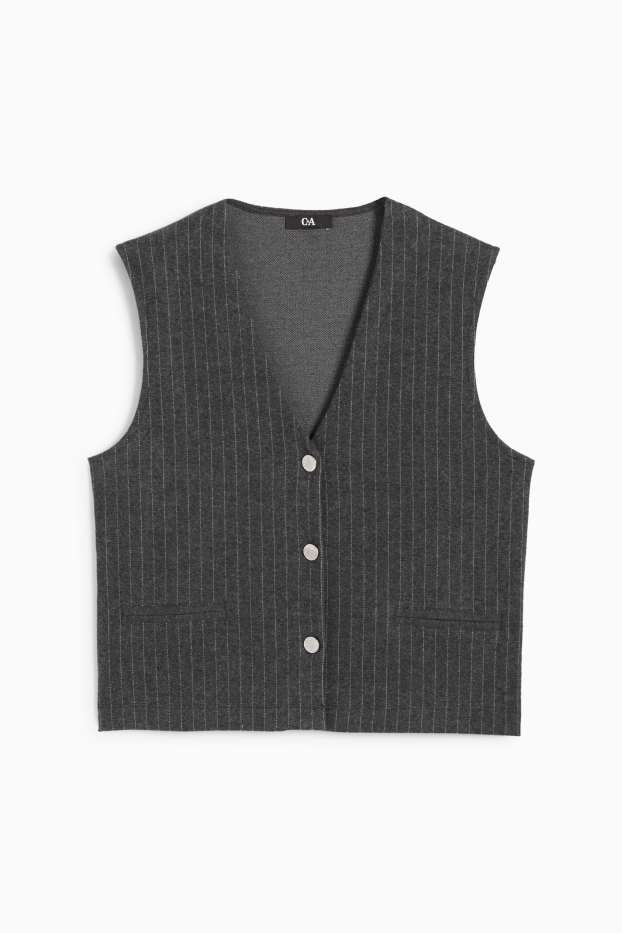 Femei - Vestă - regular fit - dungi fine - gri închis