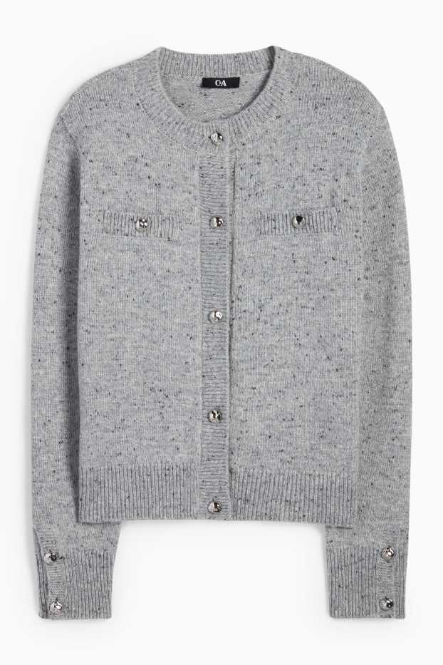 Damen - Strickjacke - hellgrau