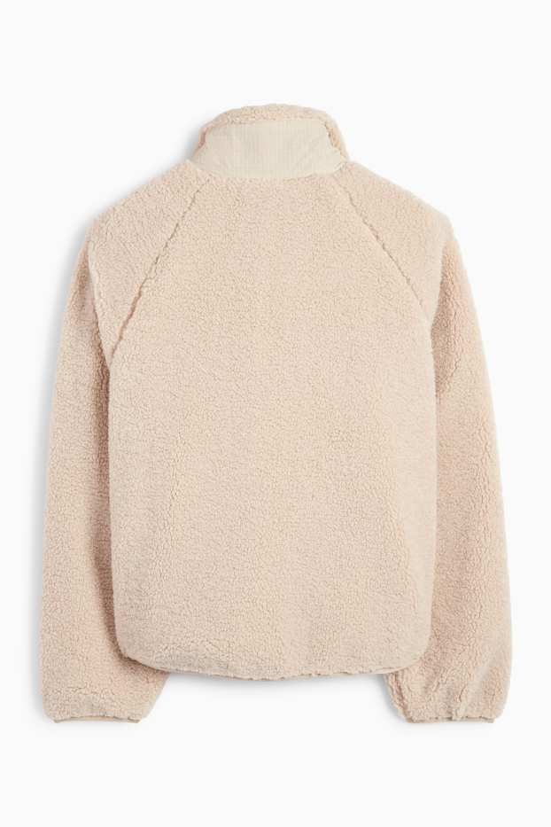 Dames - Functionele jas van teddybont - licht beige