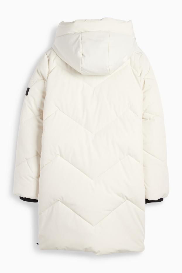 Children Girls - Quilted coat with hood - water-repellent - cremewhite