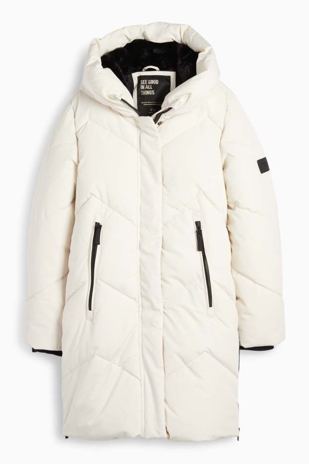Children Girls - Quilted coat with hood - water-repellent - cremewhite