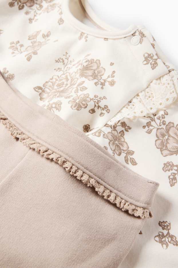 Bébés filles - Petites fleurs - tenue bébé - 3 pièces - blanc crème