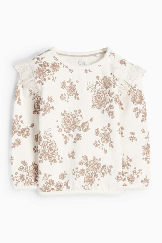 Bébés filles - Petites fleurs - tenue bébé - 3 pièces - blanc crème