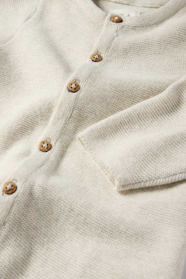 Unisex - Knitted baby jumpsuit - ribbed - light beige