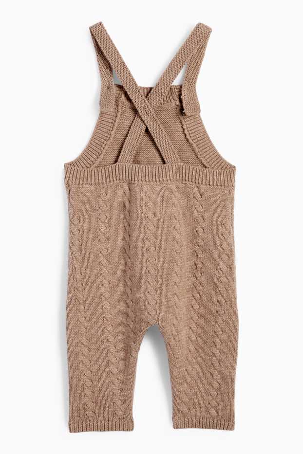 Unisex - Salopetă tricotată bebeluși - structurată - maro deschis