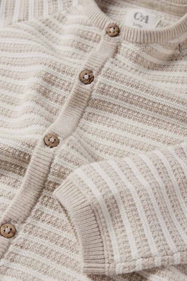 Unisex - Baby-Strickjacke - gestreift - strukturiert - hellbeige