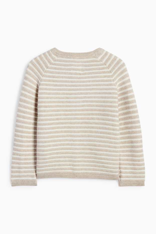 Unisex - Baby-Strickjacke - gestreift - strukturiert - hellbeige