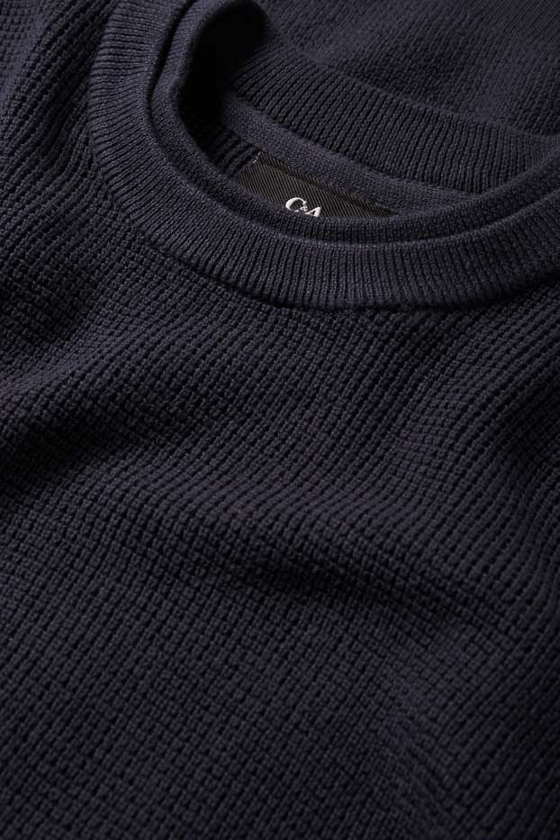 Herren - Pullover - strukturiert - dunkelblau