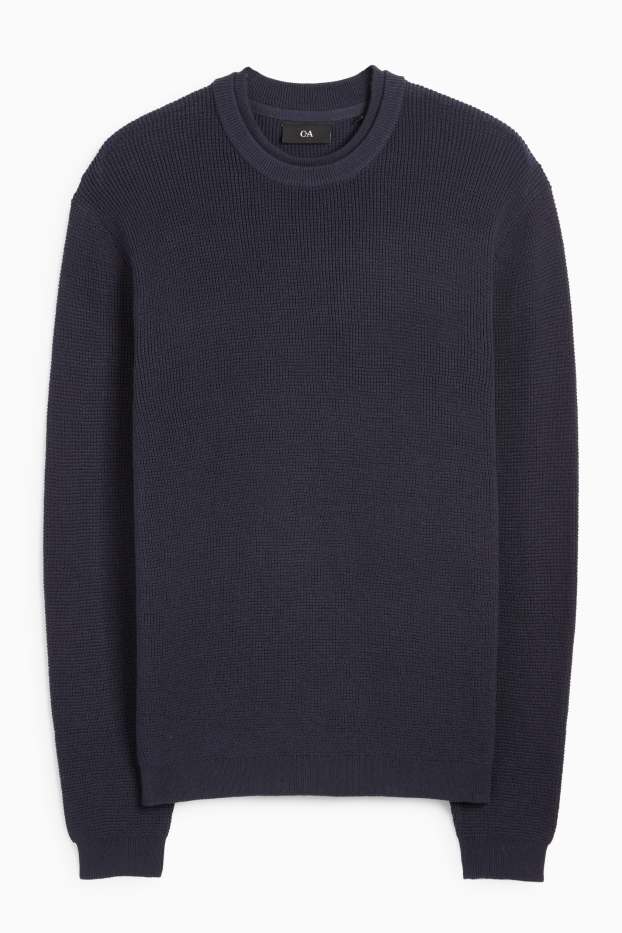 Herren - Pullover - strukturiert - dunkelblau