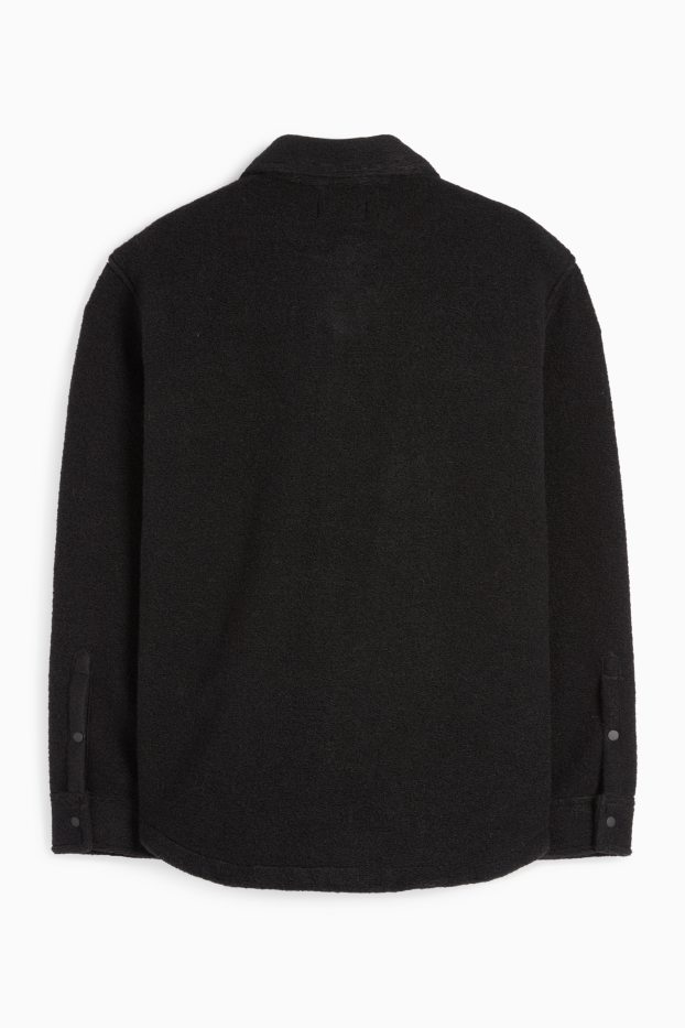 Uomo - Giacca a camicia - relaxed fit - collo all'italiana - nero