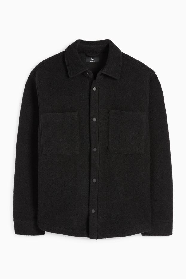 Uomo - Giacca a camicia - relaxed fit - collo all'italiana - nero