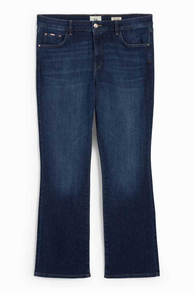Women - Bootcut jeans - mid-rise waist - denim-dark blue