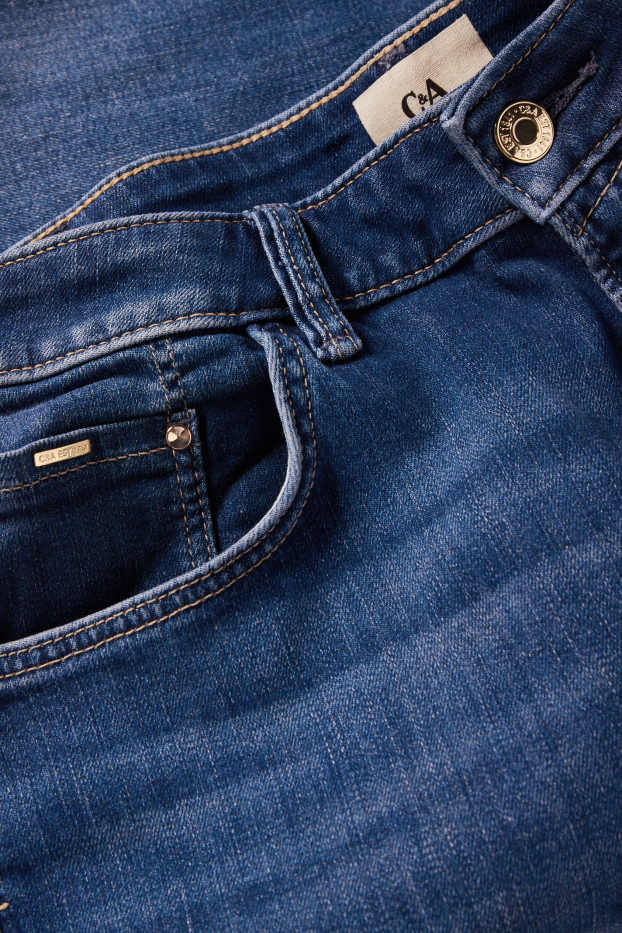 Femei - Straight jeans - talie medie - LYCRA® - denim-albastru