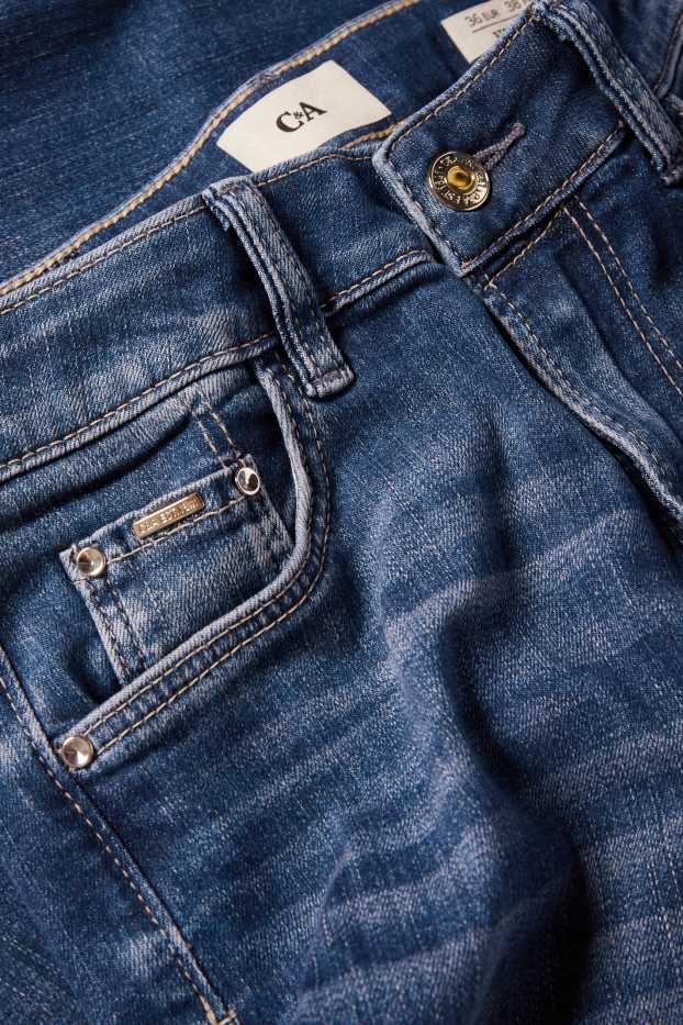 Women - Straight jeans - mid-rise waist - LYCRA® - blue denim