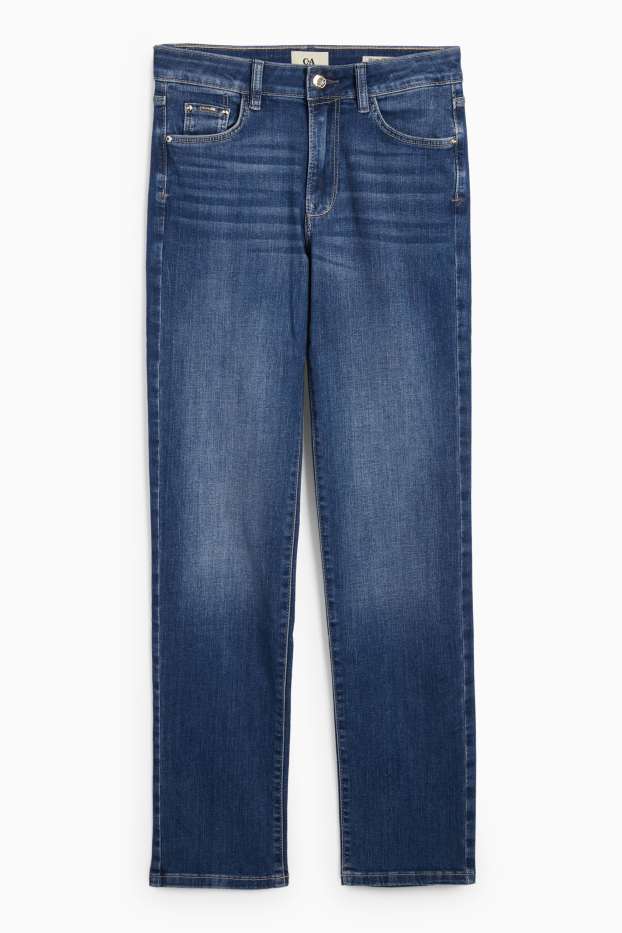 Women - Straight jeans - mid-rise waist - LYCRA® - blue denim
