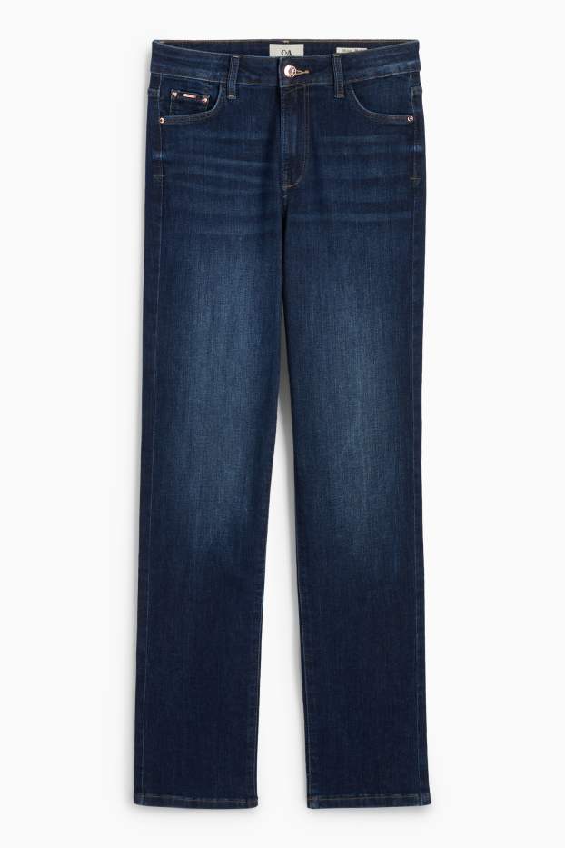 Women - Straight jeans - mid-rise waist - LYCRA® - blue denim