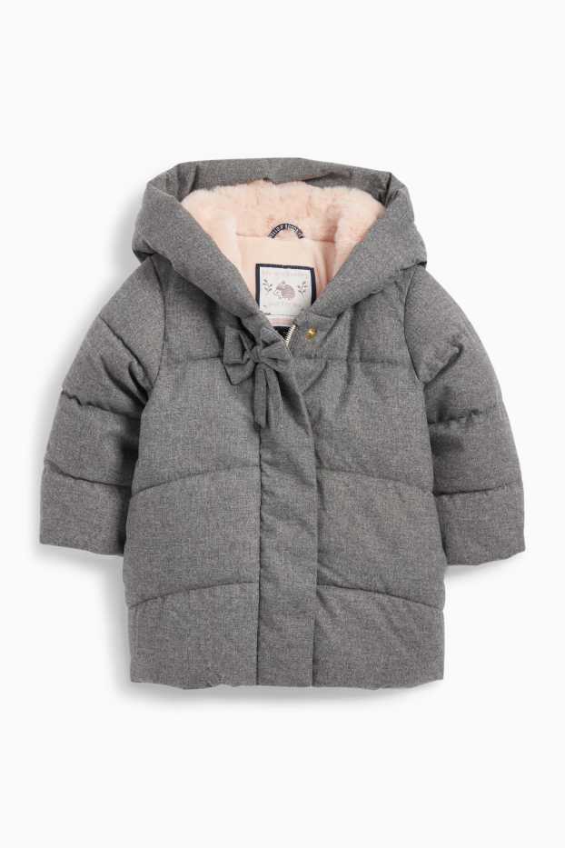 Neonate - Cappotto trapuntato neonati con cappuccio - grigio