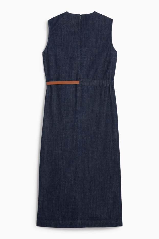 Damen - Jeans-Bodycon-Kleid mit Gürtel - dunkeljeansblau