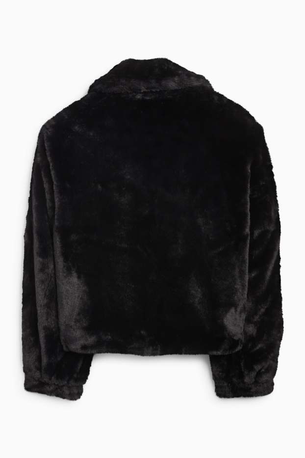 Damen - Kunstfell-Jacke - schwarz