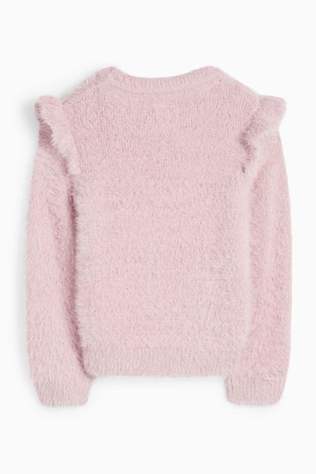 Děti - dívky - Hello Kitty - svetr - s lesklou aplikací - růžová