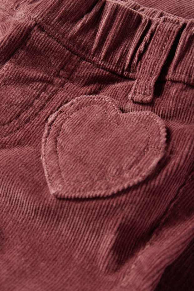Kinderen: meisjes - Hart - corduroy broek - bordeaux