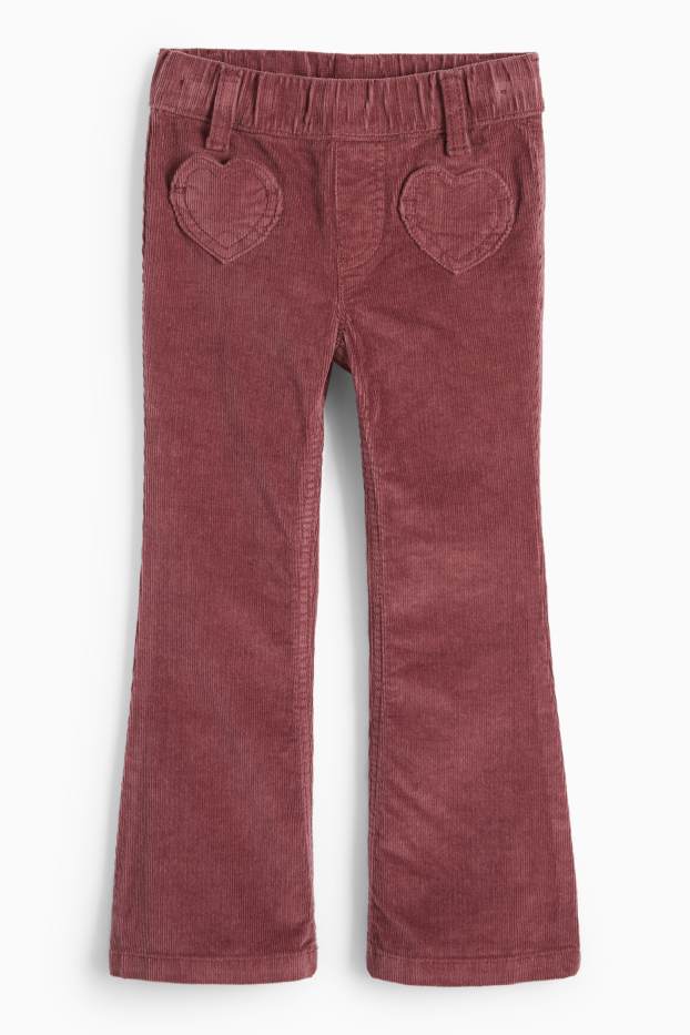 Kinderen: meisjes - Hart - corduroy broek - bordeaux