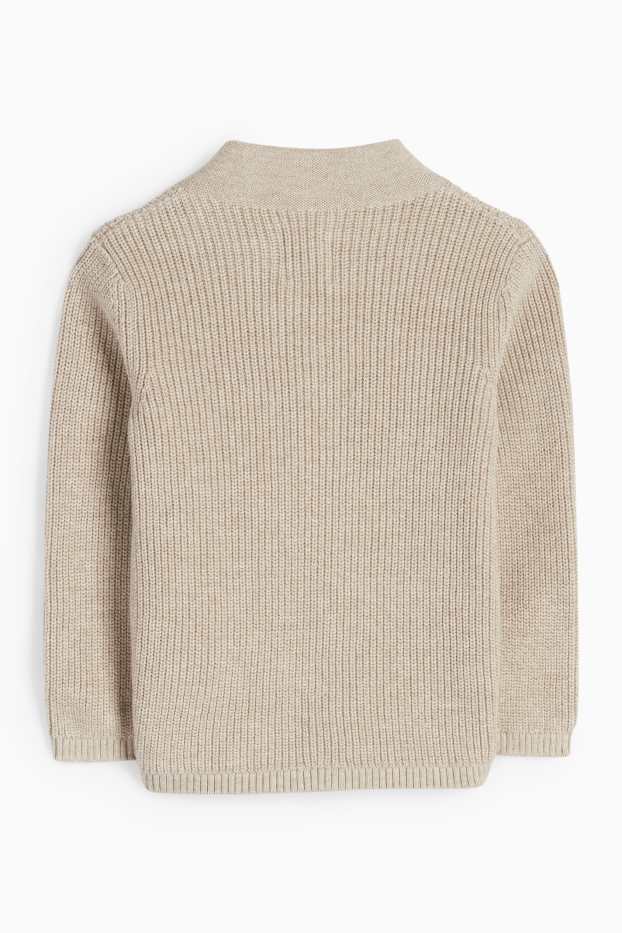 Baby Jungen - Baby-Strickjacke - gerippt - beige