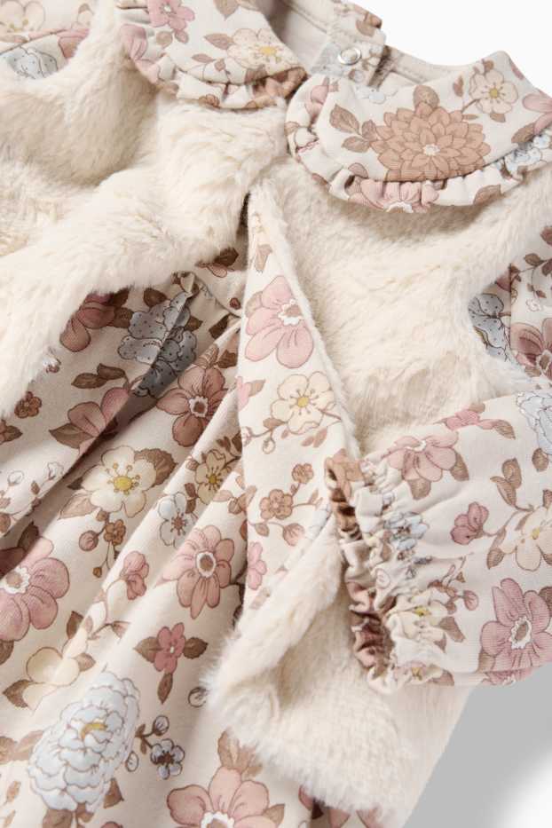 Neonate - Motivo fiorellini - completo neonate - 2 pezzi - beige chiaro