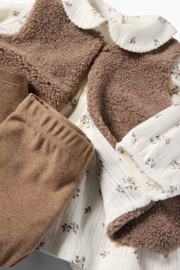 Baby Girls - Floral - baby outfit - 3 piece - beige / brown