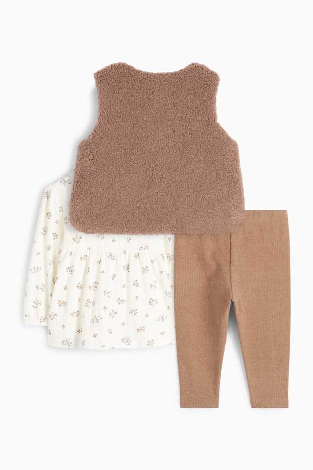 Baby Girls - Floral - baby outfit - 3 piece - beige / brown