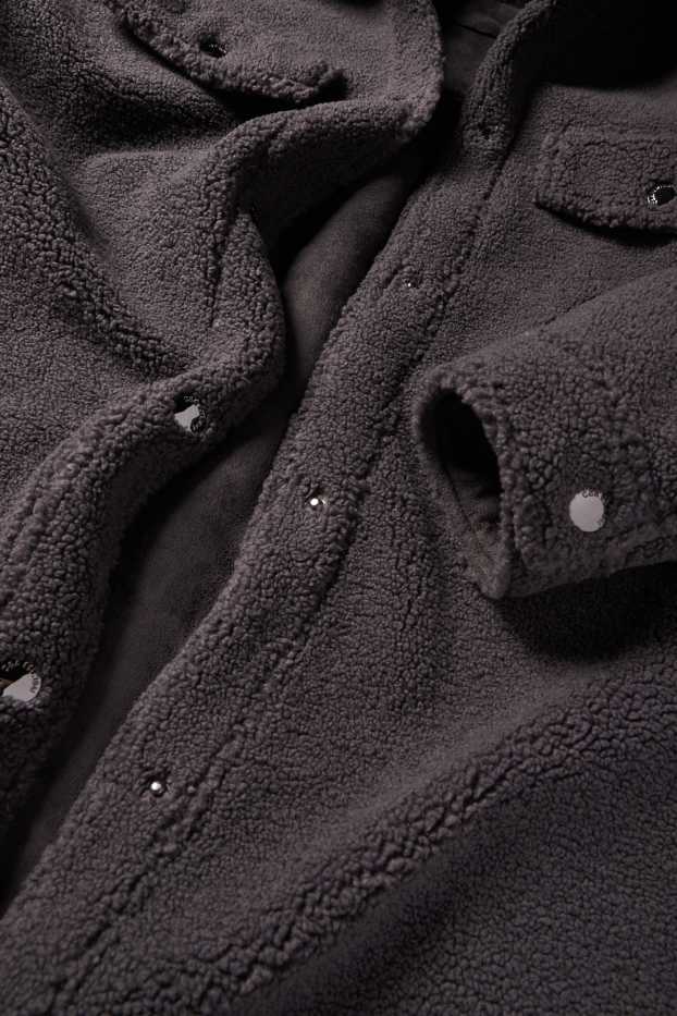 Donna - Camicia shacket effetto peluche - grigio scuro