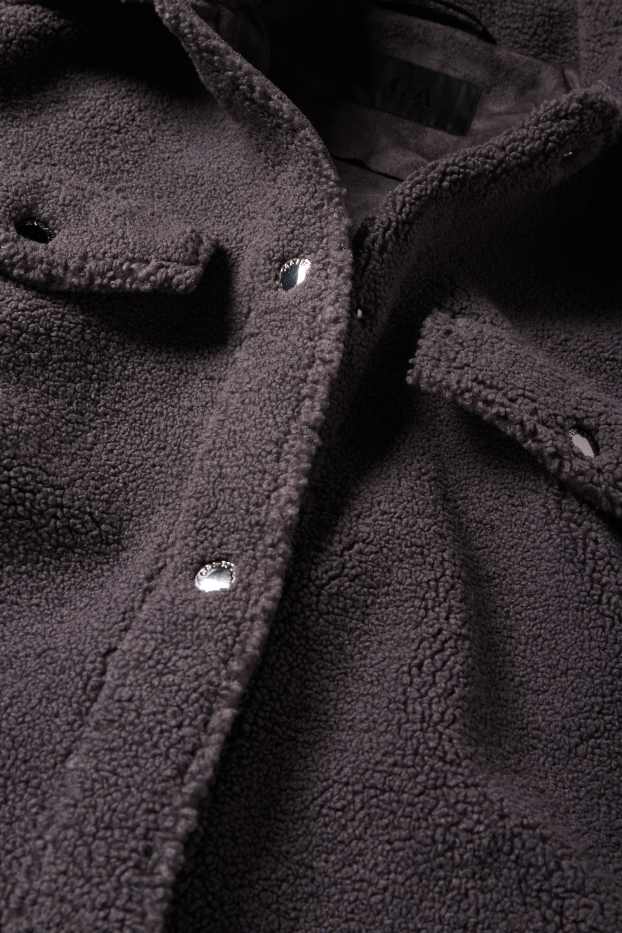 Donna - Camicia shacket effetto peluche - grigio scuro