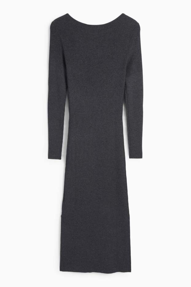 Femmes - Robe Bodycon - finition côtelée - gris foncé
